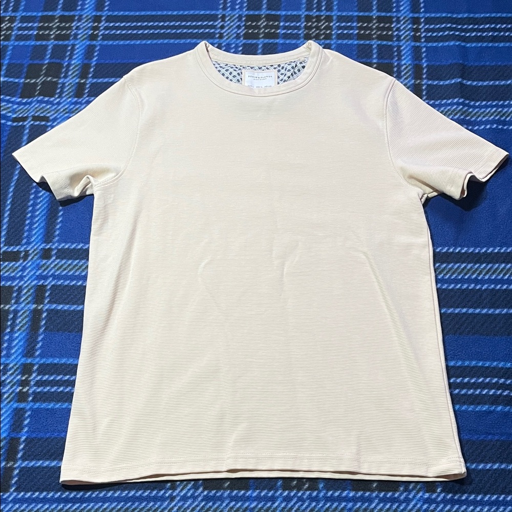 Denim & Flower Cream Ribbed Dress T-Shirt - Size Mens L